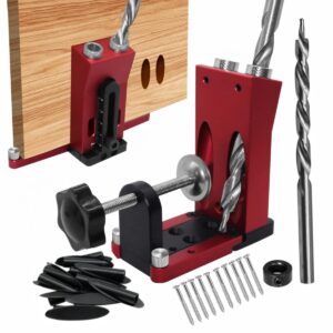 Oblique Holes Pocket Hole Jig Kit with Clamp - Woodworking Puncher Drill Guide Dowel Jig Kit Hole Locator with 9.5mm Bit