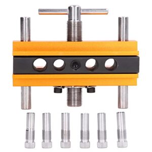 Self Centering Doweling Jig Kit, Adjustable Width Drilling Guide, Power Tool Accessory Jigs, 64mm Yellow Wooden Board Vertical Drilling Locator for Making Dowel Joints, Locating