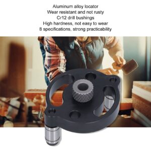 Dowel Drill Guide, Vertical Self Centering 3-10mm Locating Aluminum Alloy Round Pin Carpentry Drilling, Straight Hole Puncher Dowel Jig Positioner Locator Kit Tools,Black