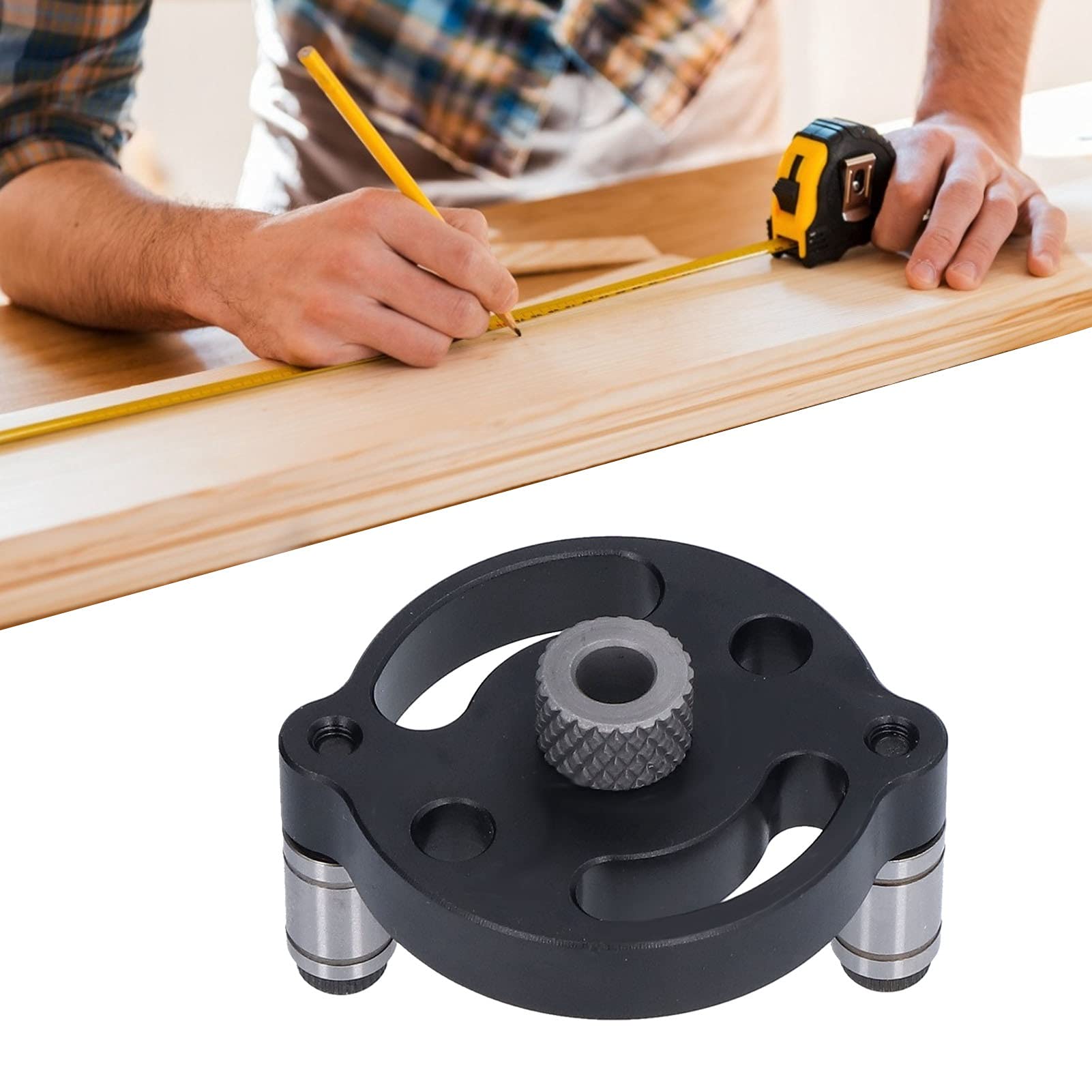 Dowel Drill Guide, Vertical Self Centering 3-10mm Locating Aluminum Alloy Round Pin Carpentry Drilling, Straight Hole Puncher Dowel Jig Positioner Locator Kit Tools,Black