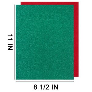 20 Sheets Glitter Thick Paper Cardstock Blank for DIY Birthday, Wedding Party Supplies, Invitation Cards Making, 8.5 x 11 inches (Christmas Green Red)