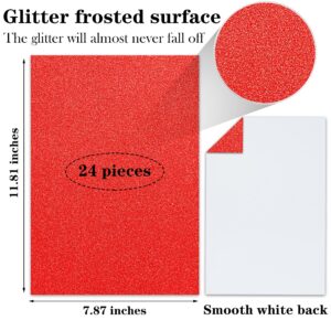 Twavang 24 Sheets Red Glitter Cardstock Paper, A4 Premium Sparkly Paper for Scrapbook, DIY Projects, Party Decoration, Gift Box Wrapping 250GSM/92lb