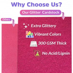 45 Sheets, 20 Colors (300 GSM) Glitter Cardstock comes with EXTRA SHINE! 8.27x11.7 Inches, 110 lb - Non-shedding Glitter Cardstock for Cricut, Crafts and DIY Projects