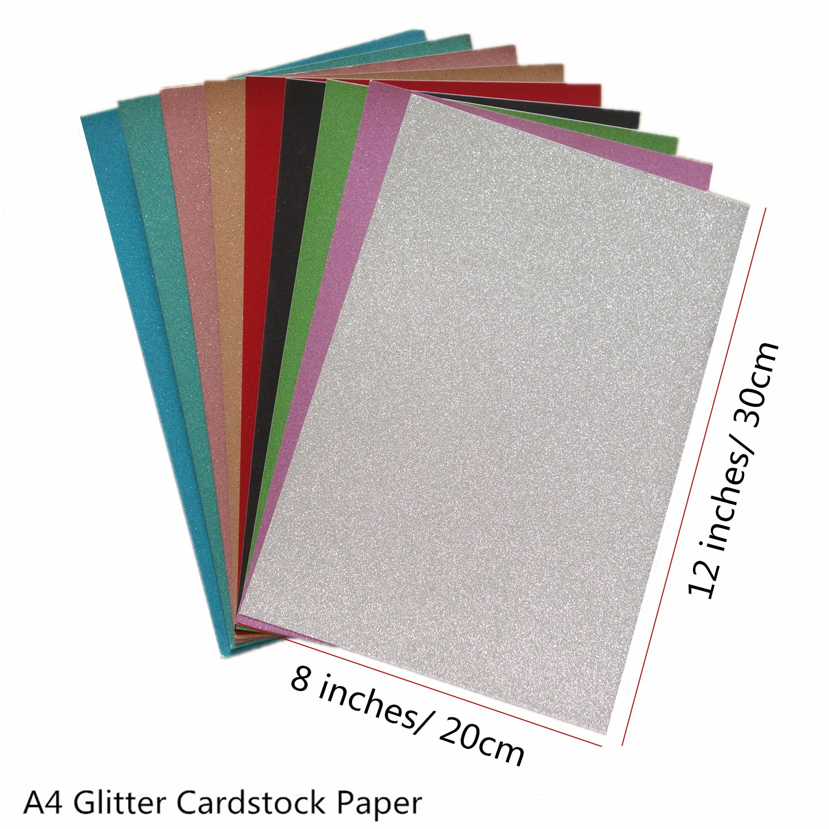 Baisunt 20 Sheets Silver Glitter Cardstock Paper for DIY Art Project, Scrapbook, Birthday Wedding Party Decoration 250GSM(8x12 In, Non Adhesive)