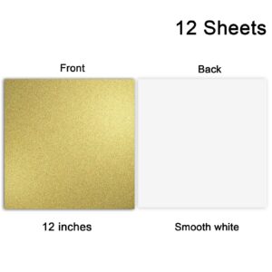 YINUOYOUJIA Gold Glitter Cardstock Paper 12 Sheets 12" x 12" Heavyweight Glitter Cardstock Construction Premium Sparkly Paper for Cricut Machine, Craft, Scrapbooking, DIY Projects, Decorations(300GSM)