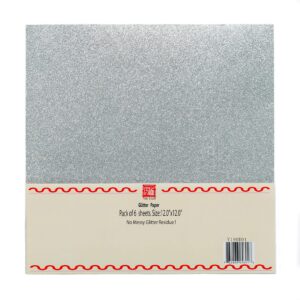 yzh crafts glitter cardstock paper, no-shed shimmer glitter papers, cut craft and diy projects card stock, sparkly paper for card making, 12 x 12 inch, 10 sheets, 250 gsm (sliver)