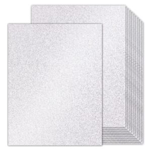 double-sided silver glitter cardstock 8.5x11 24 sheets, goefun 80lb no-shed shimmer glitter paper for scrapbook, birthday, wedding party, decorations (not suitable for printing)