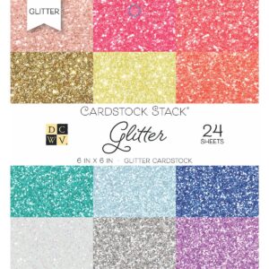 dcwv card stock 6x6 glitter stack, 24 sheets