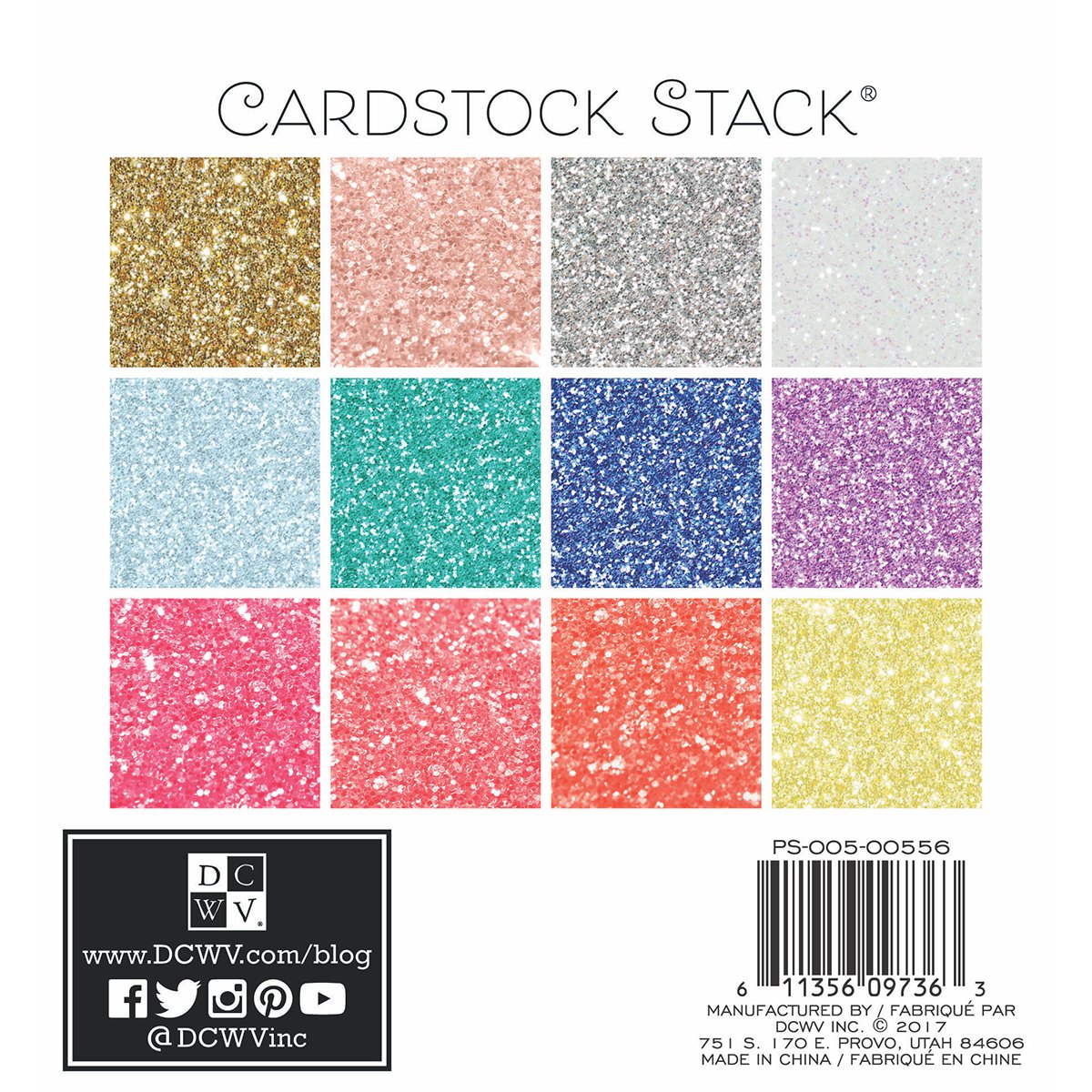 DCWV Card Stock 6X6 Glitter Stack, 24 Sheets