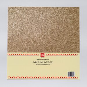 yzh crafts glitter cardstock paper, no-shed shimmer glitter papers, cut craft and diy projects card stock, sparkly paper for card making, 12 x 12 inch, 10 sheets, 250 gsm (pale gold)