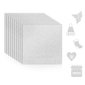 shuess silver glitter cardstock paper 12 x 12, 100 sheets glitter cardstock paper silver, 250 gsm thick glitter card stock, silver glitter paper for crafts, diy birthday, wedding, party supplies