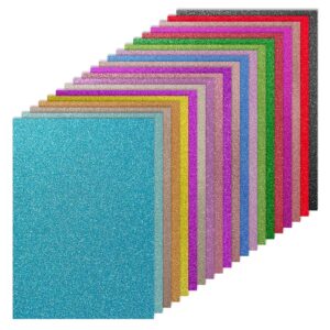 yinuoyoujia glitter cardstock paper,20 sheets 20 colors 8.5x11in cardstock for cricut,diy crafts,gift wraps,christmas birthday wedding party decoration 250gsm
