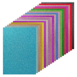 YINUOYOUJIA Glitter Cardstock Paper,20 Sheets 20 Colors 8.5x11in Cardstock for Cricut,DIY Crafts,Gift Wraps,Christmas Birthday Wedding Party Decoration 250gsm