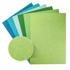 30 Sheets Glitter Cardstock Paper Sparkle Card Stock Thick Shinny Craft Paper 6 Colors for Cricut Card Making Paper Crafting (Greens)