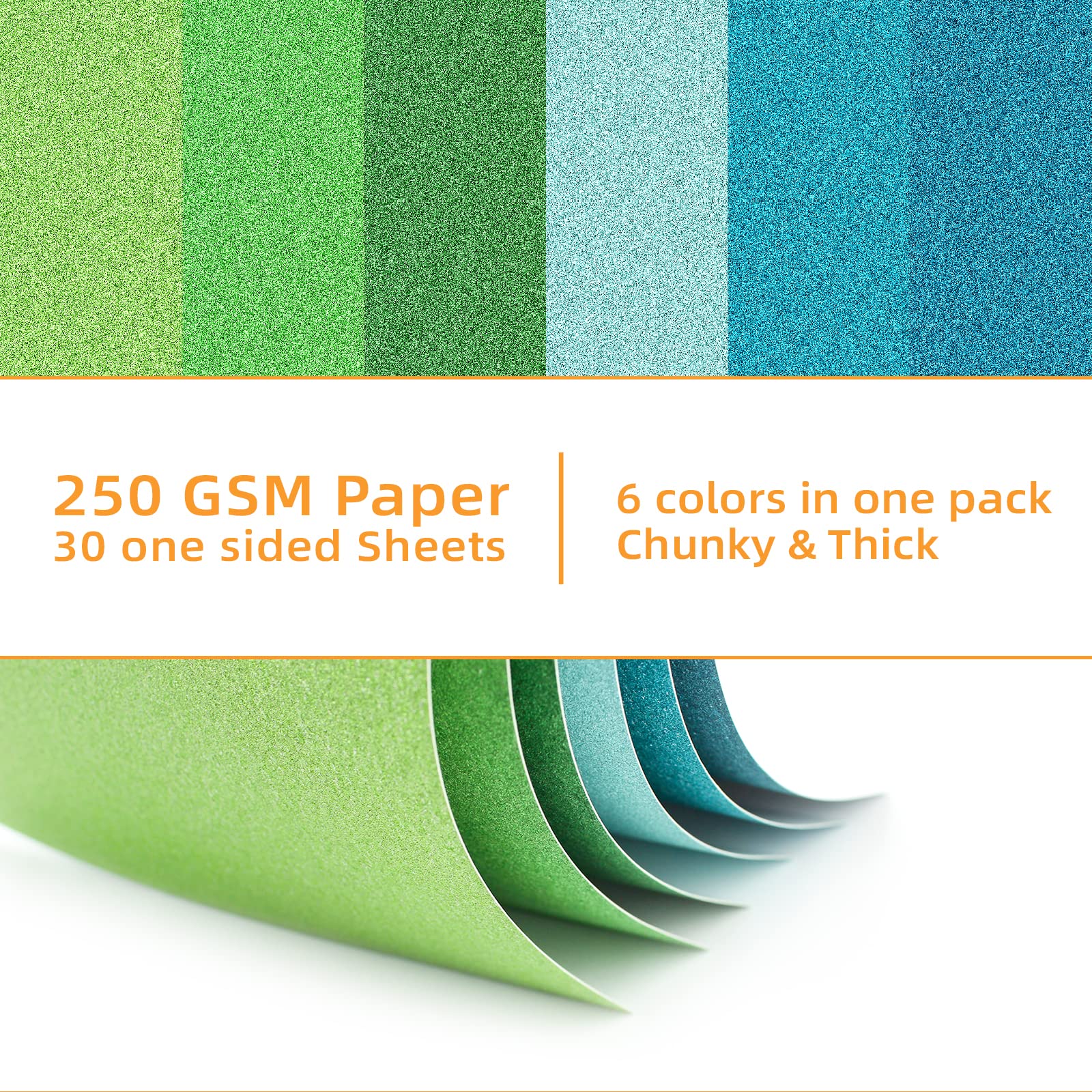 30 Sheets Glitter Cardstock Paper Sparkle Card Stock Thick Shinny Craft Paper 6 Colors for Cricut Card Making Paper Crafting (Greens)