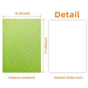 30 Sheets Glitter Cardstock Paper Sparkle Card Stock Thick Shinny Craft Paper 6 Colors for Cricut Card Making Paper Crafting (Greens)