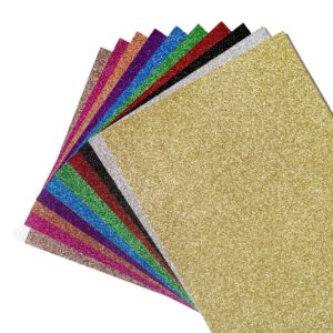 YZH Crafts Glitter Cardstock Paper,No-Shed Shimmer Glitter Paper,Crafting Assorted Glitter Paper Pad, DIY Party Deco by 8 Inch X 11 Inch, A4 Size (assort)