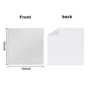 QTLCOHD 100 Sheets Glitter Cardstock Paper 12x12 Inch Silver Glitter Card Stock White Glitter Cardstock for Scrapbooking Graduation Party Crafts Decorations Weddings (250GSM/80Lb)