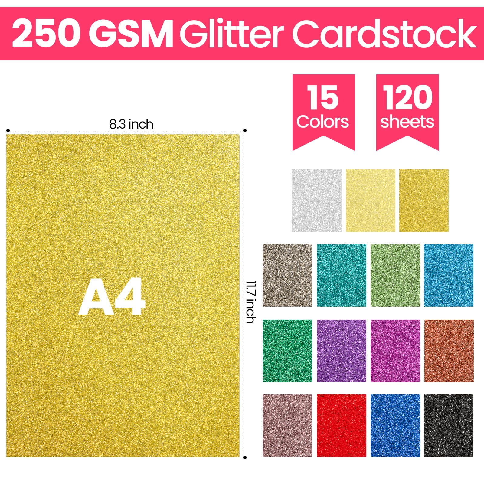 Zhanmai 240 Pcs Cardstock Paper 8.5 x 11 Inch Colored Cardstock and Glitter Cardstock 250 Gsm Assorted Card Stock for DIY Scrapbooking Card Making Art for Birthday Wedding Party Craft Decoration