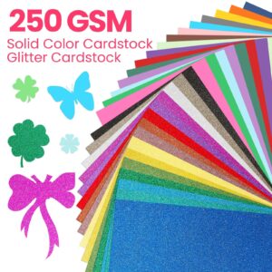 Zhanmai 240 Pcs Cardstock Paper 8.5 x 11 Inch Colored Cardstock and Glitter Cardstock 250 Gsm Assorted Card Stock for DIY Scrapbooking Card Making Art for Birthday Wedding Party Craft Decoration