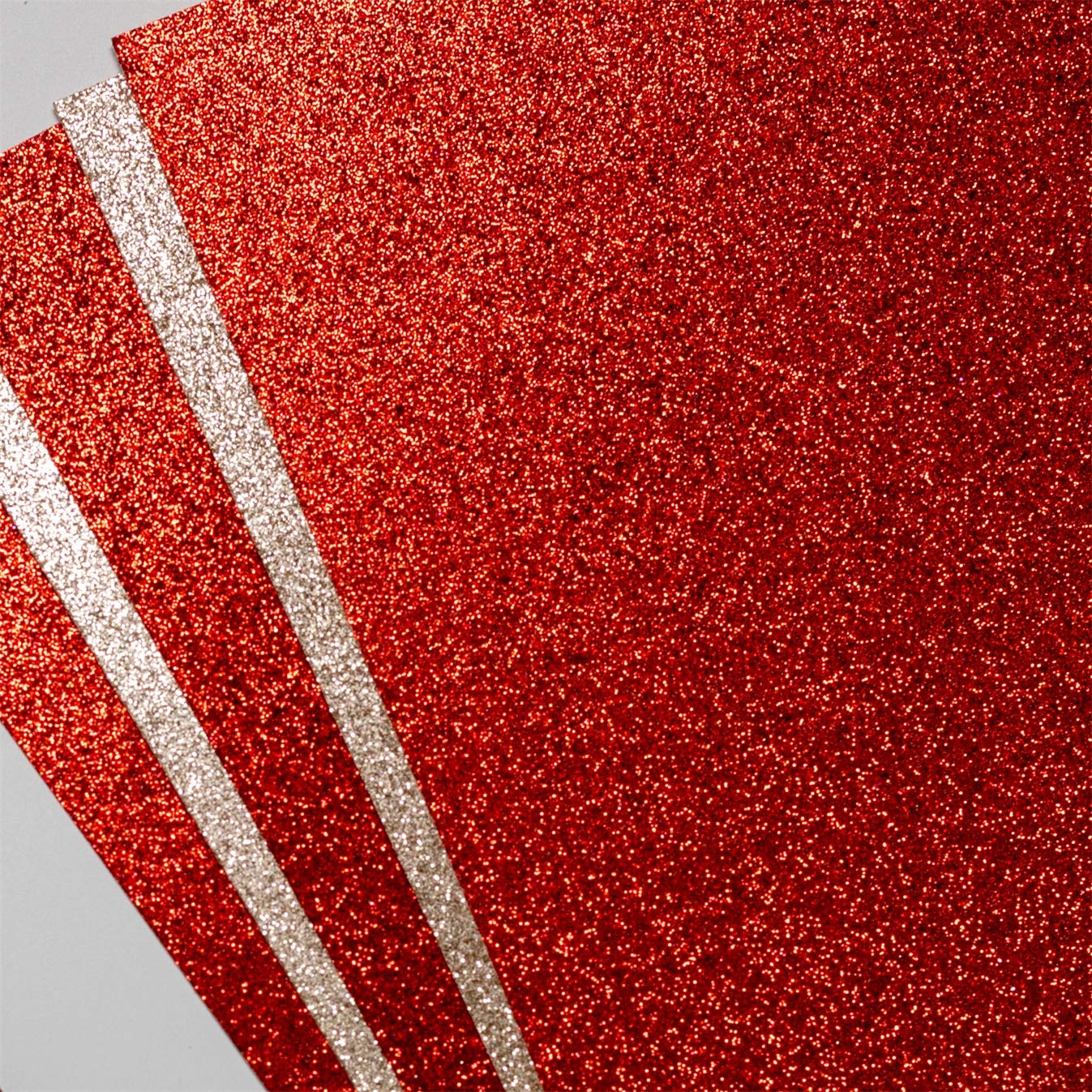 YZH Crafts Glitter Cardstock Paper, No-Shed Shimmer Glitter Papers, Cut Craft and DIY Projects Card stock, Sparkly Paper for Card Making, 12 x 12 Inch, 10 Sheets, 250 GSM (Red)