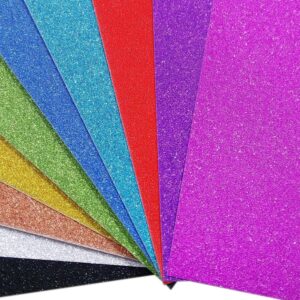 levylisa 10 sheets 8" x 12" soft touch glitter card 250gms premium card sparkling assorted mixed colors craft glitter cardstock cardmaker diy gift box wrapping (mixcolor)