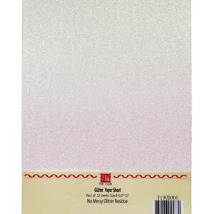 YZH Crafts Glitter Cardstock Paper, No-Shed Shimmer Glitter Papers, Cut Craft and DIY Projects Card stock, Sparkly Paper for Card Making, 8.27 x 11.69 Inch, A4 Size, 10 Sheets (White)