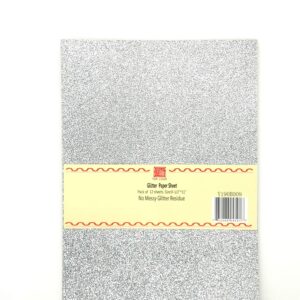 YZH Crafts Glitter Cardstock Paper, No-Shed Shimmer Glitter Papers, Cut Craft and DIY Projects Card stock, Sparkly Paper for Card Making, 8.27 x 11.69 Inch, A4 Size, 10 Sheets (Silver).