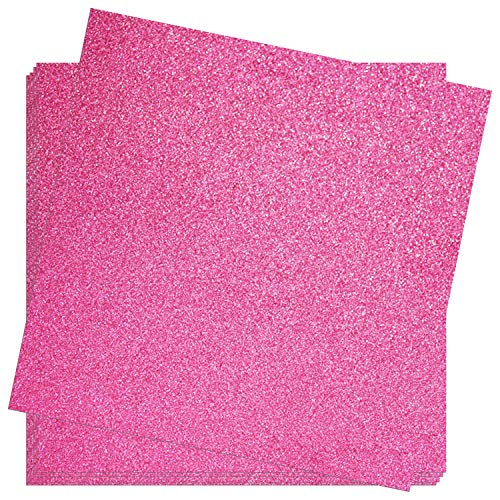 Crafasso 12" x 12" 300gms Heavy & Premium Glitter cardstock, 15 Sheets, Raspberry