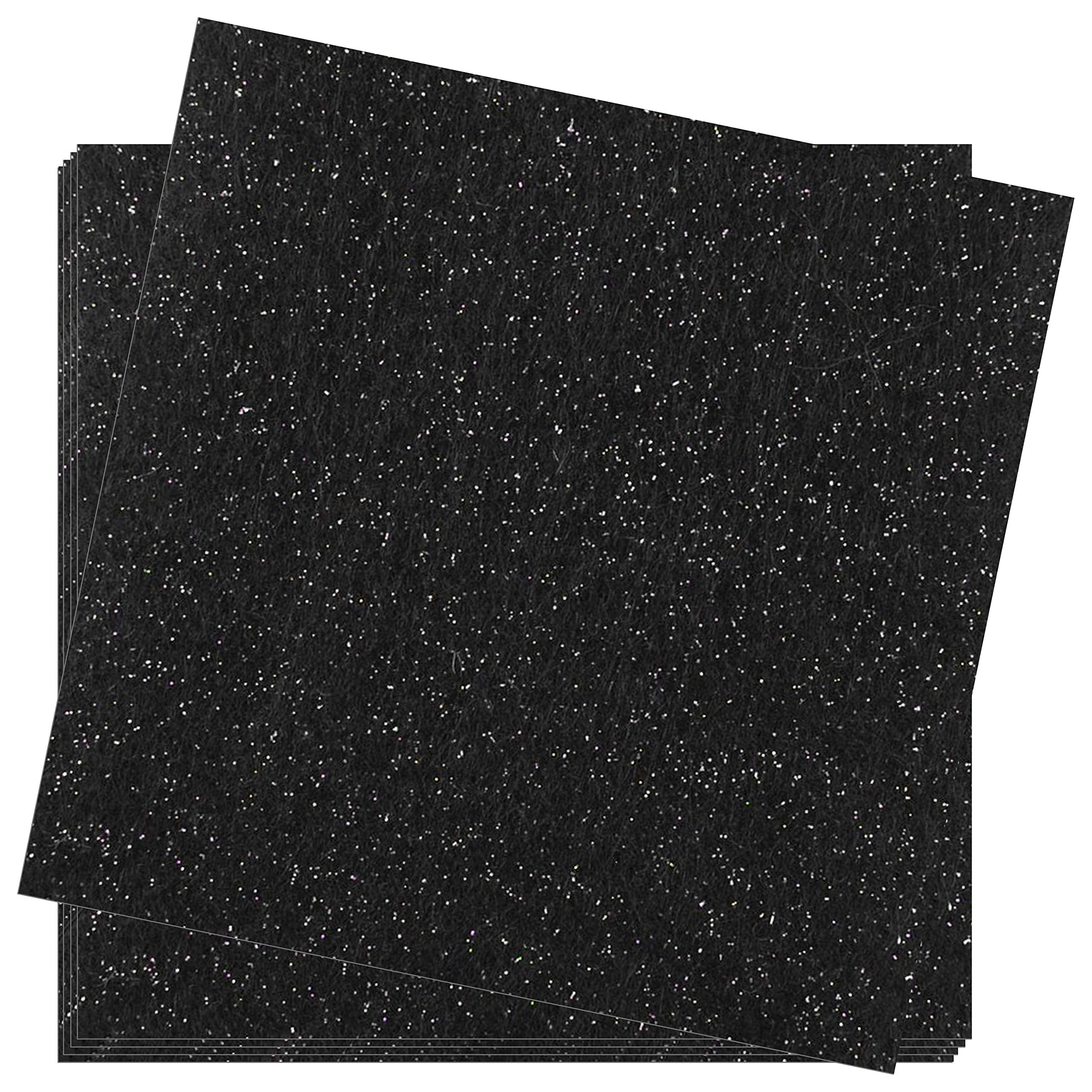 Crafasso 12" x 12" 300gms heavy & premium Glitter glitter cardstock, 15 sheets, black