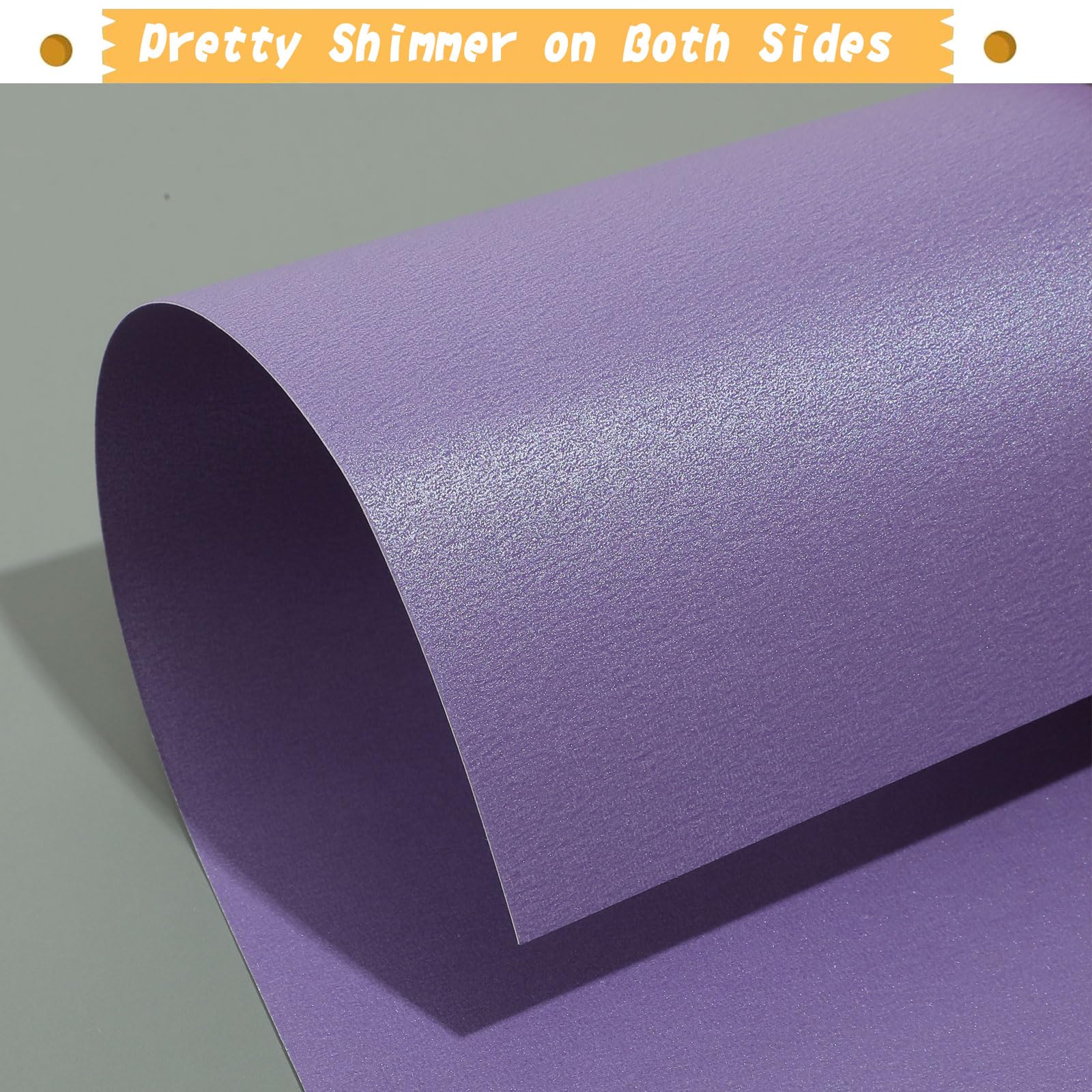 120 Sheets Purple Shimmer Cardstock 8.5 x 11 Inch Metallic Paper, 250gsm/92lb Double Sided Card Stock Pearlescent Paper for Invitations, Certificates, Crafts, DIY Cards