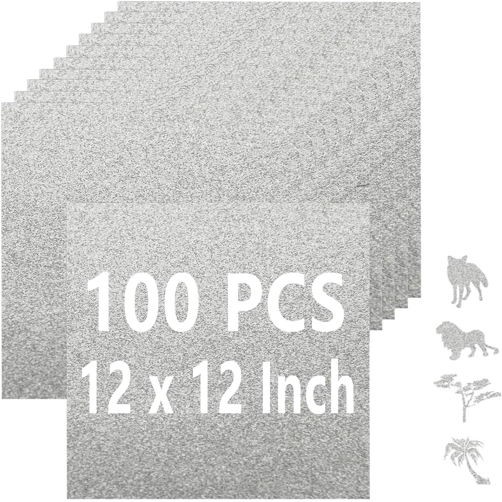 Acrux7 100 Sheets Silver Glitter Cardstock 12 x 12 Inch Glitter Cardstock Paper for Invitations, Scrapbook, DIY Cards, Graduations, Crafts, Printing, Box Wrapping Silver Shimmer Paper 250GSM/92lb