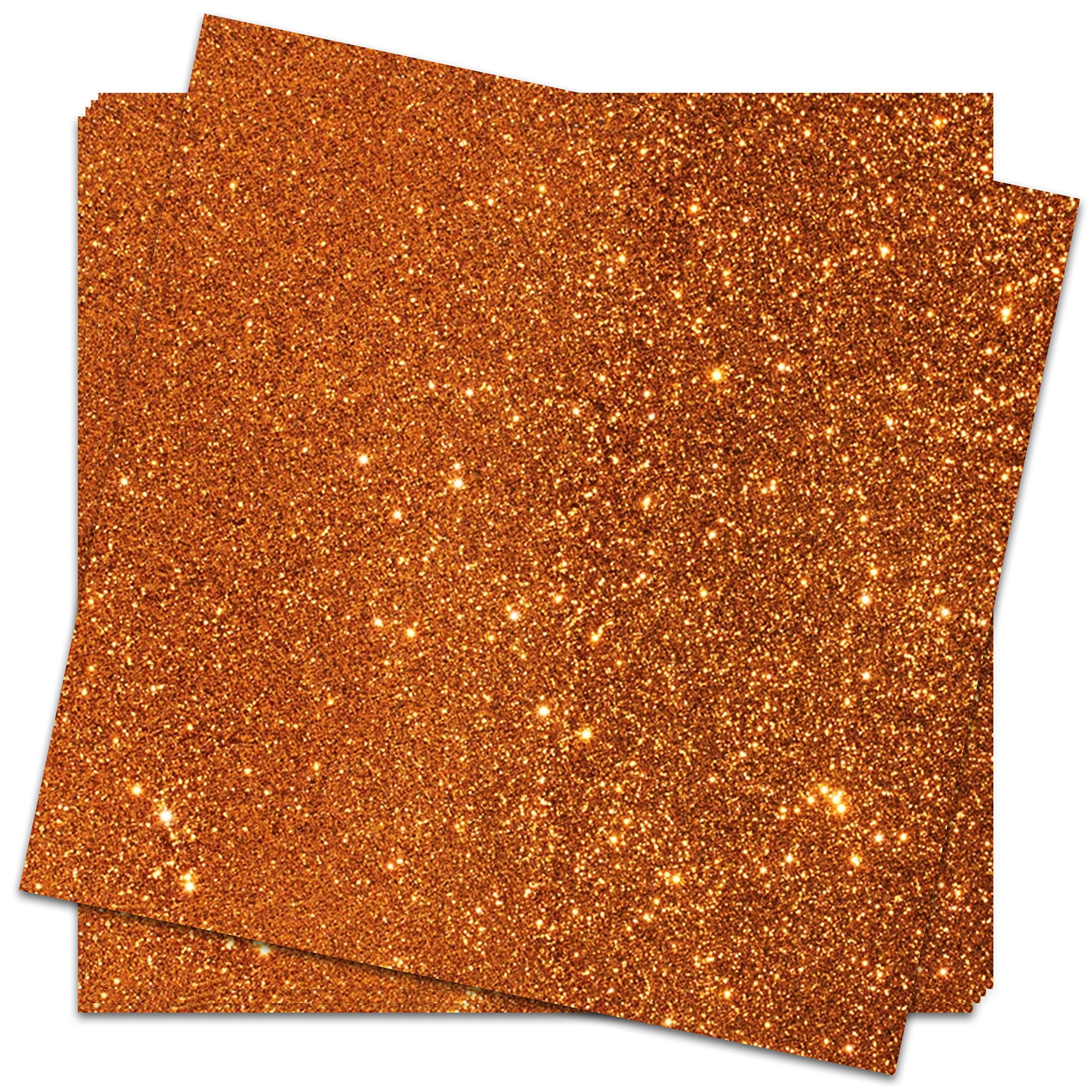 Crafasso 12" x 12" 300gms heavy & premium Glitter glitter cardstock, 15 sheets, Orange