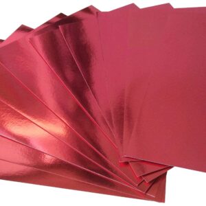 10 Sheets Premium Mirror foil Board Sparkling Assorted Colors Cardstock Reflective, Shiny Poster Board 12 x 7.8 inches 250GSM Use For Scrapbooking Paper Cutting Bending Or Shaping (red)