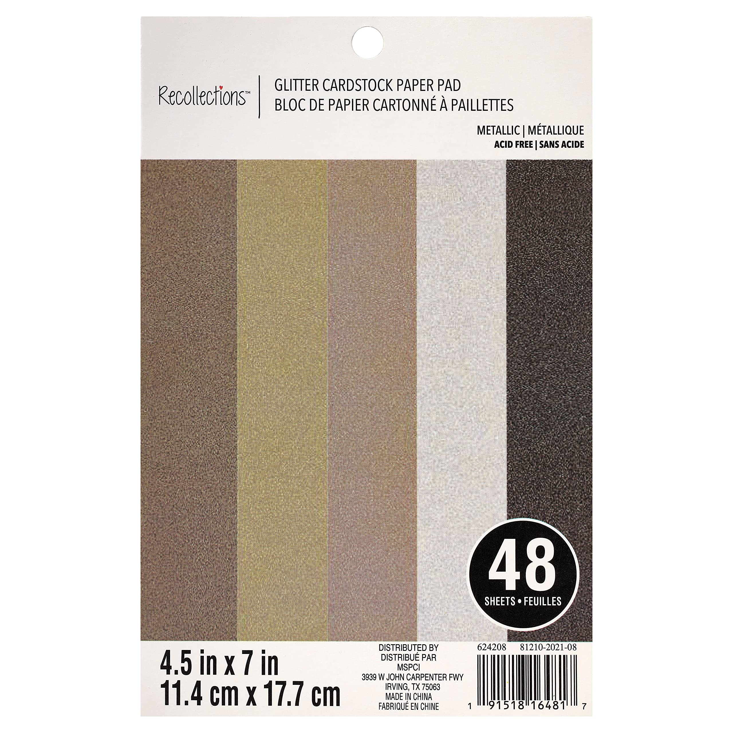 Metallic Glitter Cardstock Paper Pad by Recollections™, 4.5”; x 7”;