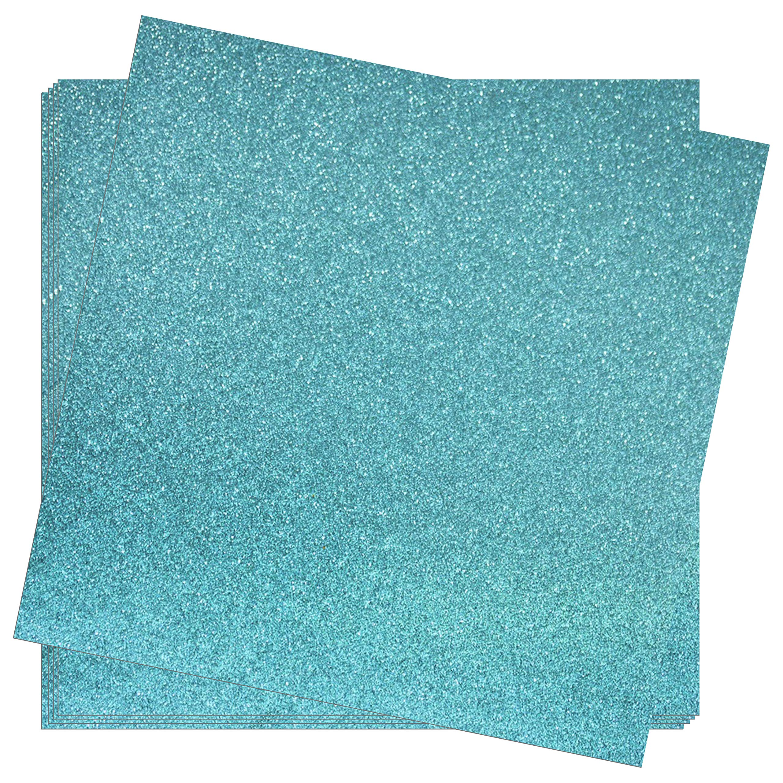 Crafasso 12" x 12" 300gms Heavy & Premium Glitter cardstock, 15 Sheets, Steel Blue