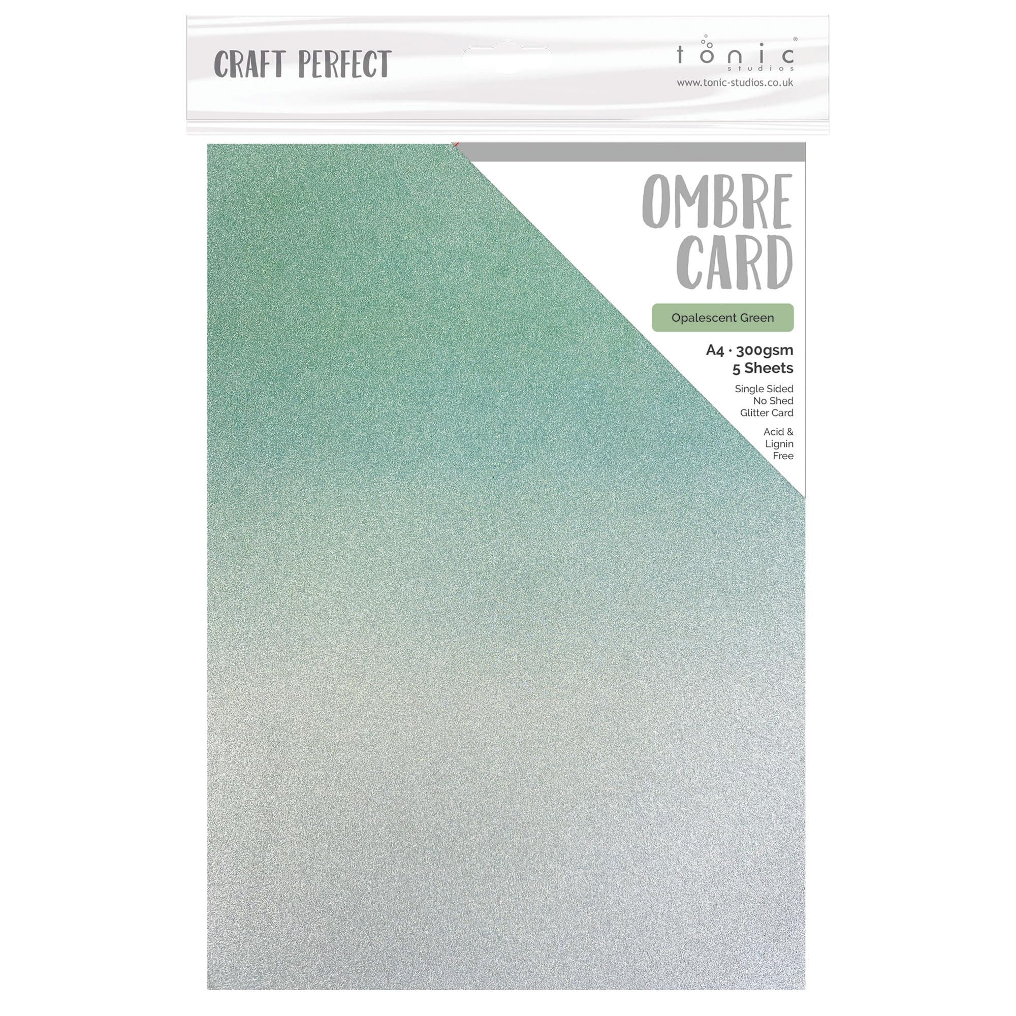 Craft Perfect Ombre Glitter Cardstock 8.5"X11"-Opalescent Green