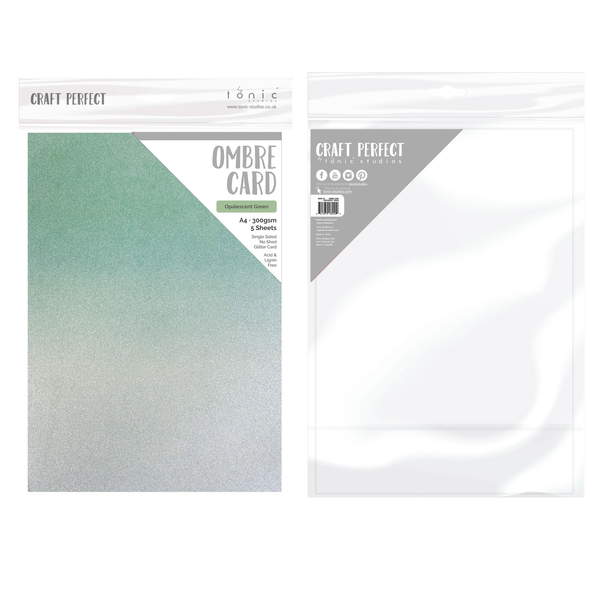 Craft Perfect Ombre Glitter Cardstock 8.5"X11"-Opalescent Green