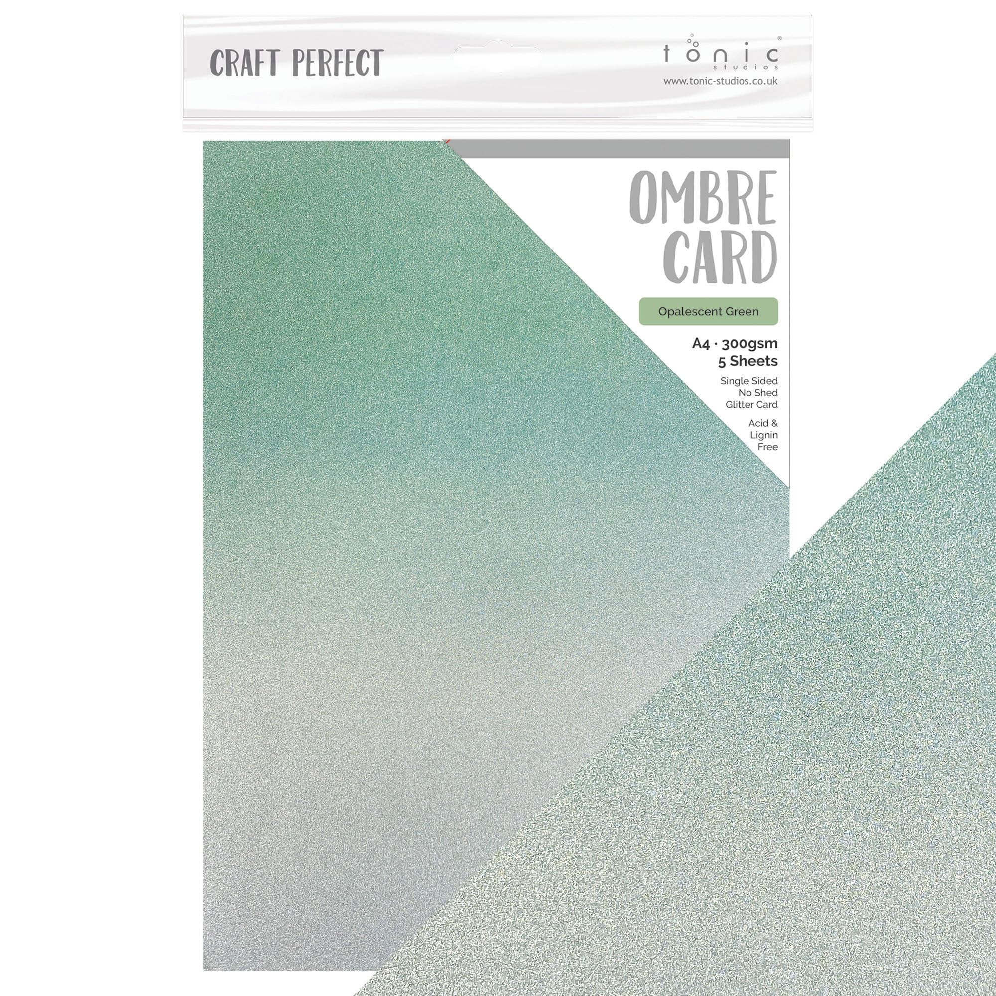 Craft Perfect Ombre Glitter Cardstock 8.5"X11"-Opalescent Green