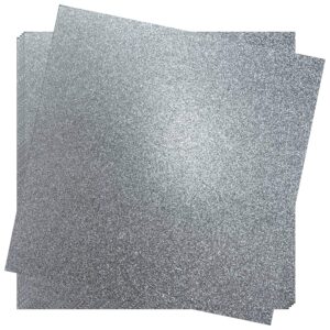 crafasso 12" x 12" 300gms heavy & premium glitter cardstock, 15 sheets, silver