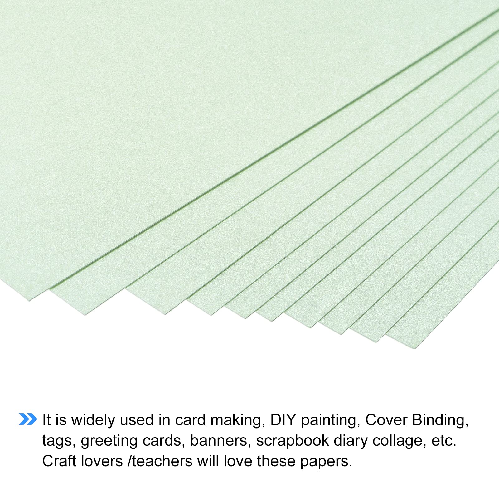 MECCANIXITY Shimmer Cardstock Paper 50 Sheets, Pearlescent Card Stock 8x11.5 Inch 92 Lb/250gsm, Craft, Scrapbook, Cover, Gift Wrapping, Wedding Invitation, Birthday Card, Light Green