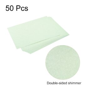 MECCANIXITY Shimmer Cardstock Paper 50 Sheets, Pearlescent Card Stock 8x11.5 Inch 92 Lb/250gsm, Craft, Scrapbook, Cover, Gift Wrapping, Wedding Invitation, Birthday Card, Light Green