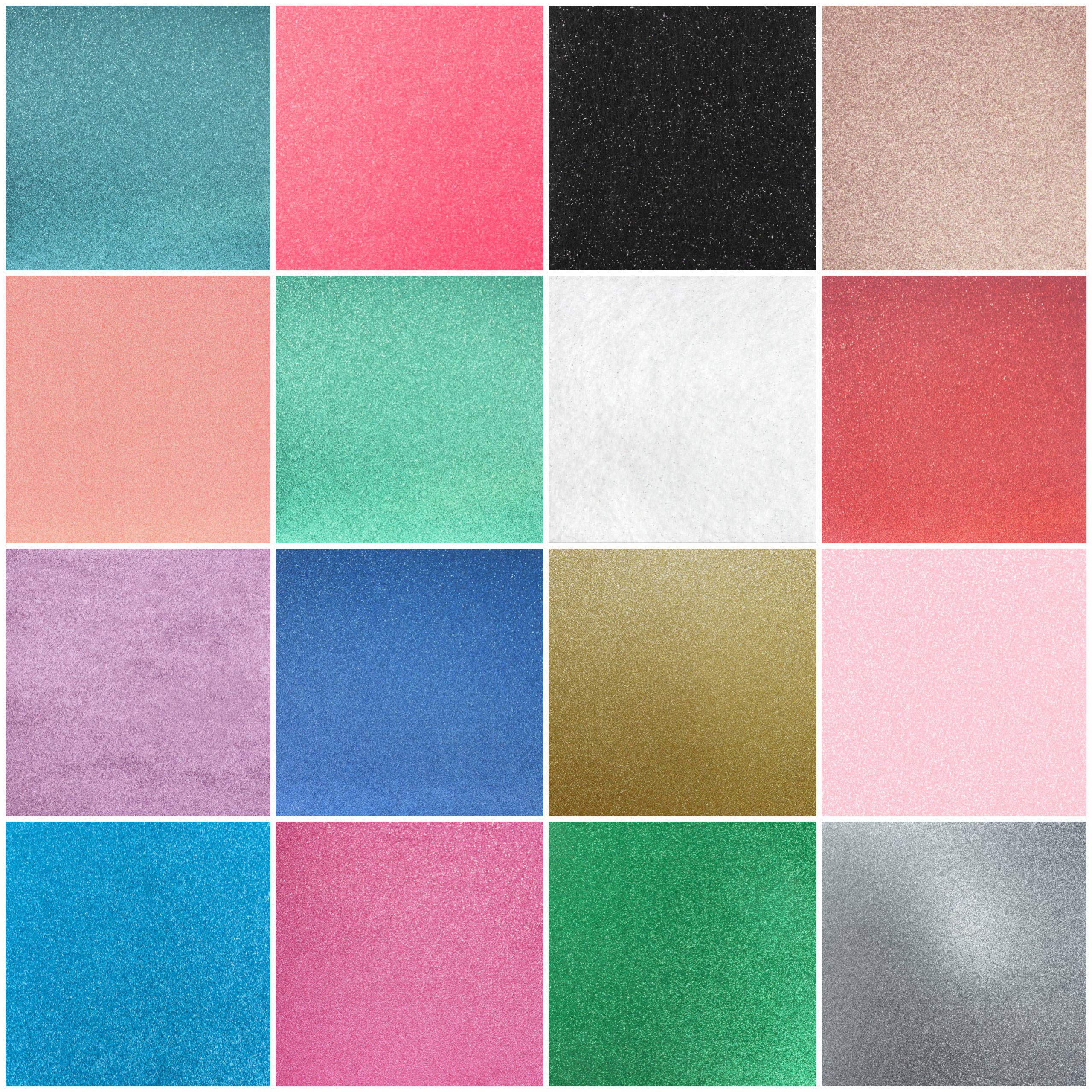 Crafasso 12" x 12" 300gms Heavy & Premium Glitter cardstock, 16 Sheets, 16 Colors