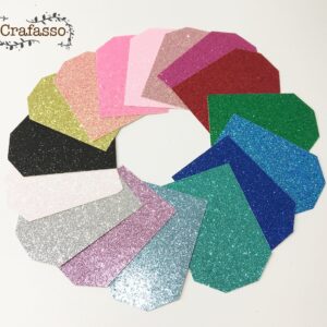 Crafasso 12" x 12" 300gms Heavy & Premium Glitter cardstock, 16 Sheets, 16 Colors