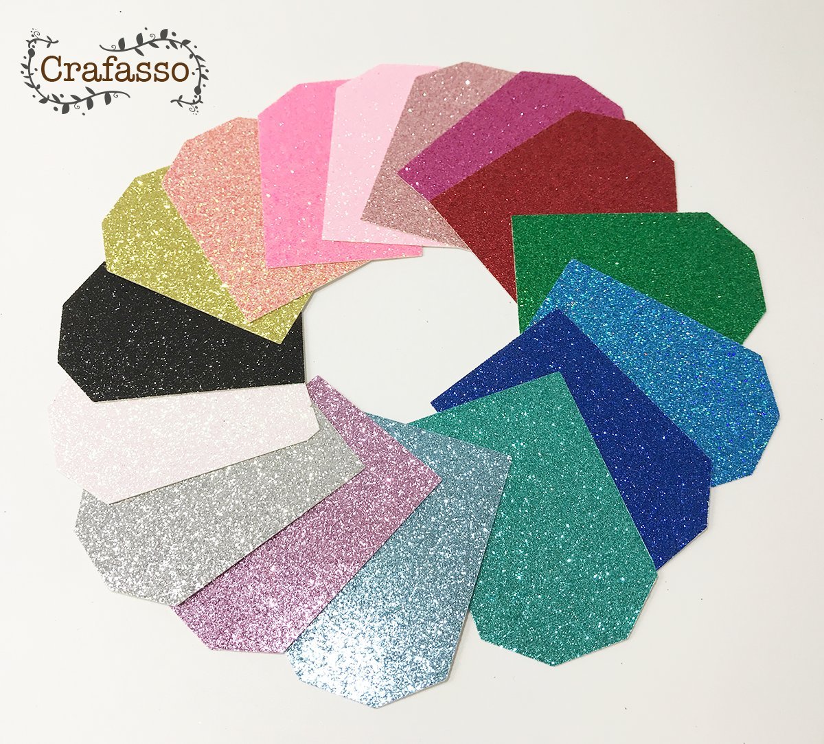 Crafasso 12" x 12" 300gms Heavy & Premium Glitter cardstock, 16 Sheets, 16 Colors