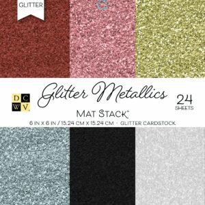 American Crafts DCWV Card Stock 6" X6 Cardstock Stack, Glitter Metallics Solid, 6 Colors/4 Each