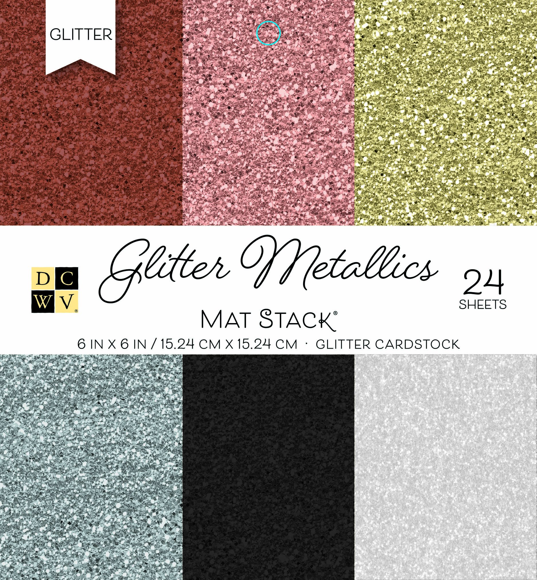 American Crafts DCWV Card Stock 6" X6 Cardstock Stack, Glitter Metallics Solid, 6 Colors/4 Each