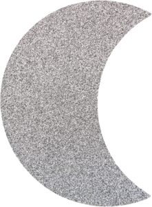 10-pack, baby shower crescent moon, silver glitter, one sided, cardstock, 3.5" high x 2.9" wide