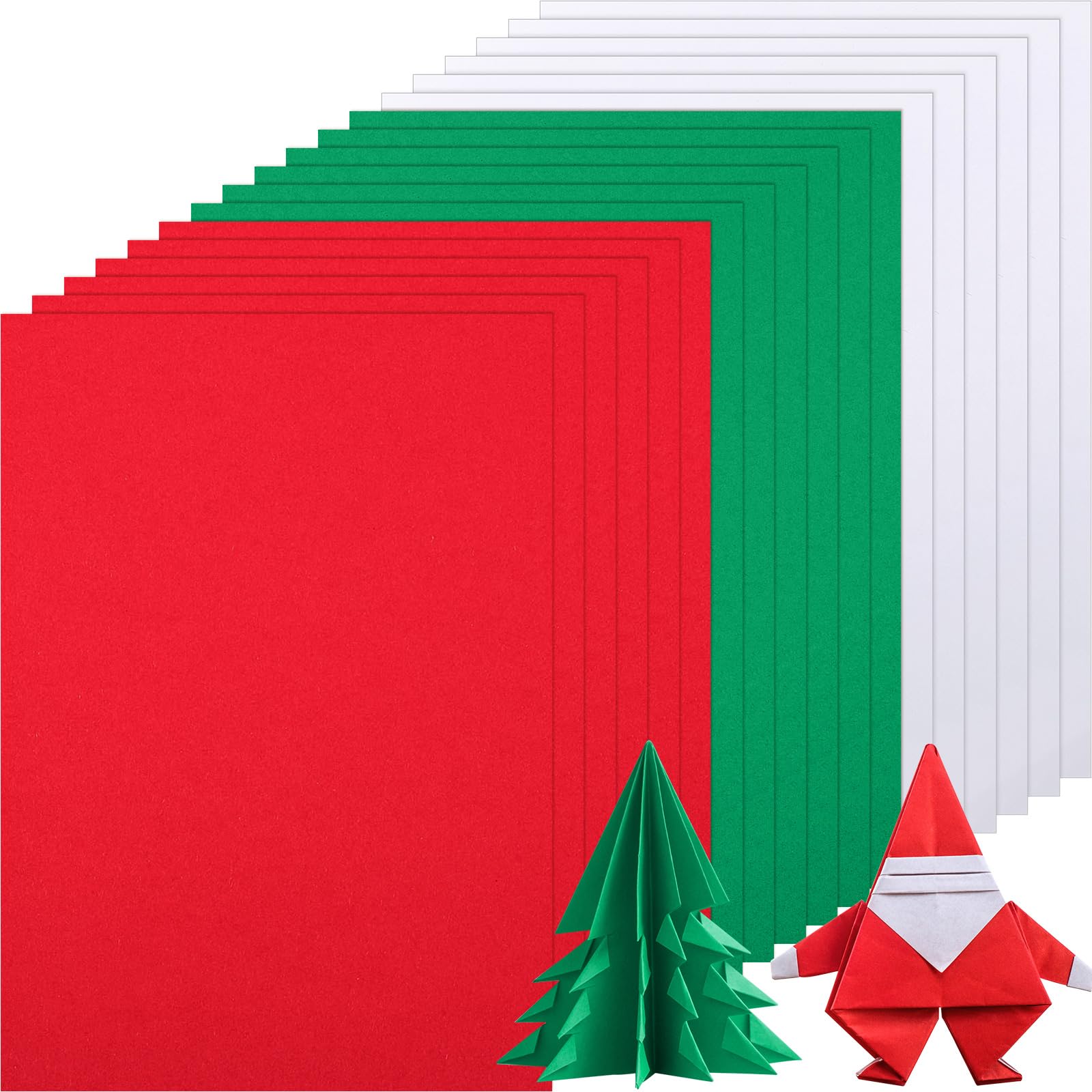 Tenceur 300 Sheets Christmas Construction Paper Bulk Red and Green Cardstock 8.5'' x 11'' White Cardstock Christmas Cardstock 160 GSM Thick Printable Card Stock for Christmas Gift Scrapbook Crafts