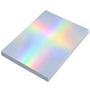 60 Sheet 9.5" x 7" Metallic Holographic Card Stock Iridescent Glitter Mixed Colored Card Stock Shiny Reflective Mirror Paper Foil Mirror Cardstock for DIY Poster Crafts Scrapbook